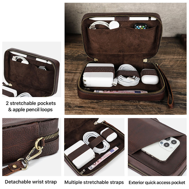 Vintage Brown Genuine Cowhide  - Tech Accessories Travel recension och pris