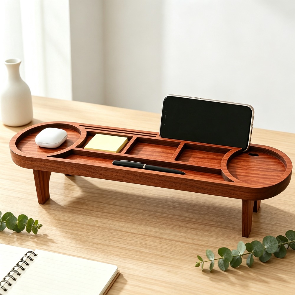 Wooden Desk Organizer with Pho - Tech Accessories For Office recension och pris