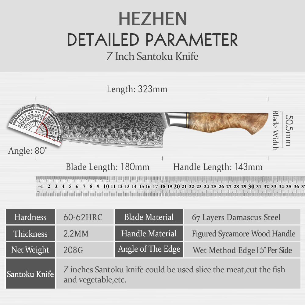 HEZHEN 7 inch Santoku Knife Re - High Tech Kitchen Accessories recension och pris
